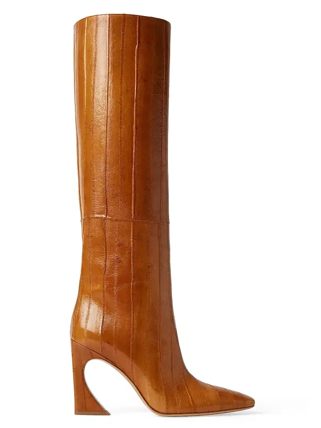 Women's Arco 95MM Eel Skin Knee-High Boots - Beige