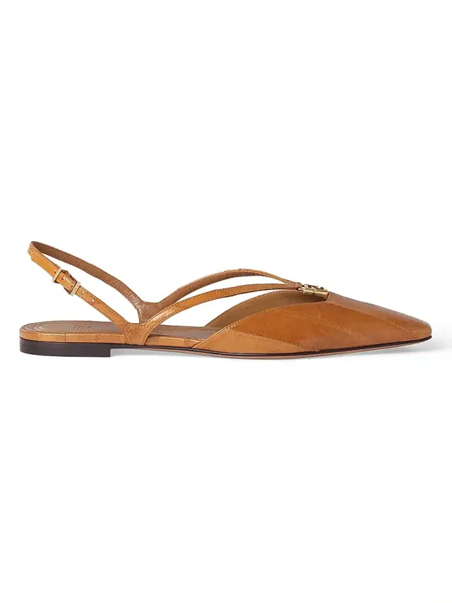 Women's FFold Leather Slingback Flats - Beige