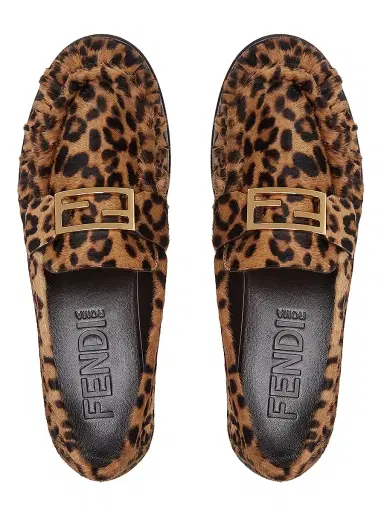 Fendi Women's Leopard Baguette Penny Loafers - Marrone Brown | Thumbnail 4