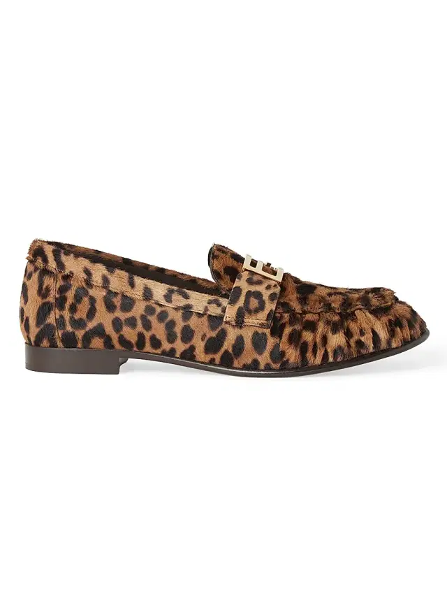 Women's Leopard Baguette Penny Loafers - Marrone Brown