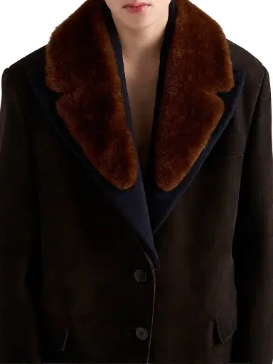 Prada Women's Suede and Shearling Caban Jacket - Brown | Thumbnail 4