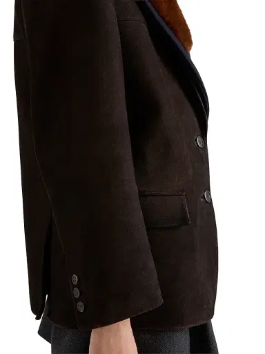 Prada Women's Suede and Shearling Caban Jacket - Brown | Thumbnail 5