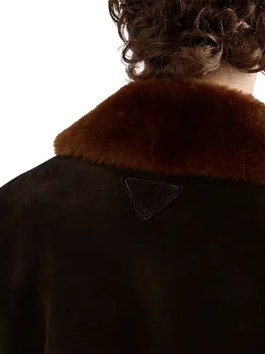 Prada Women's Suede and Shearling Caban Jacket - Brown | Thumbnail 6