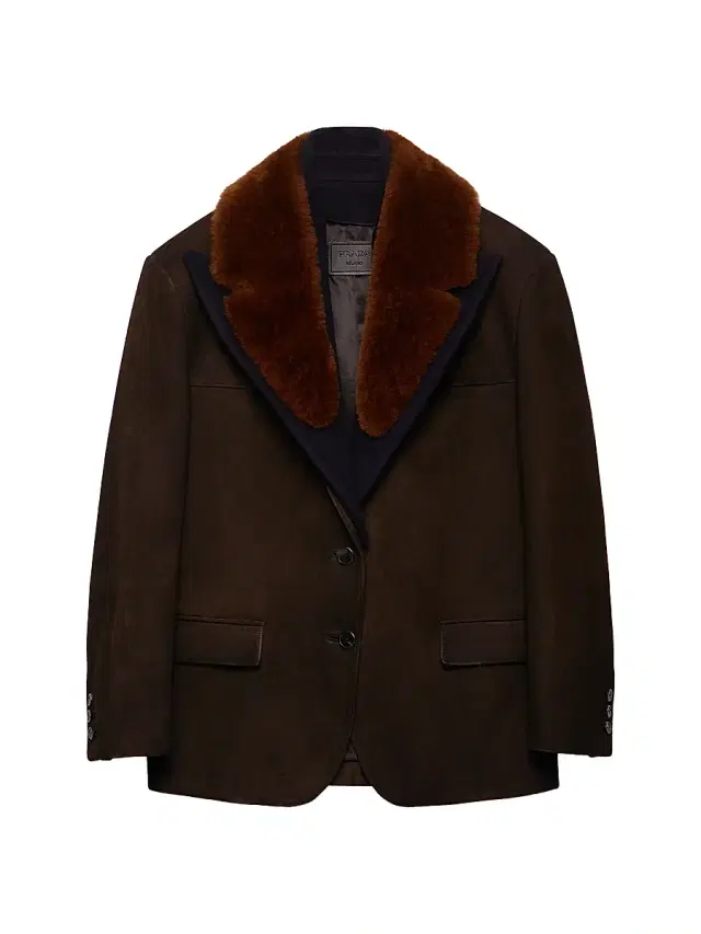 Women's Suede and Shearling Caban Jacket - Brown