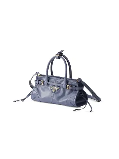 Prada Women's Bonnie Leather Mini Top Handle Bag - Blue | Thumbnail 2