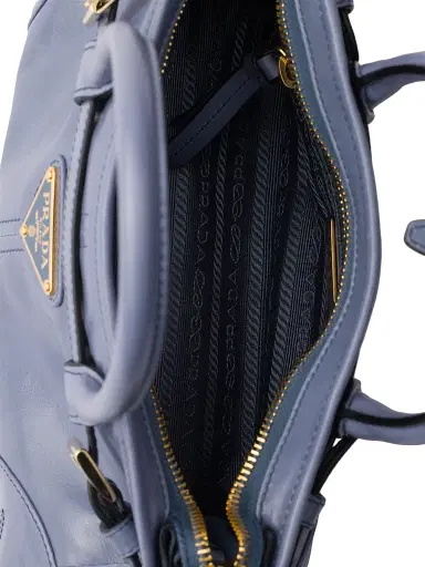 Prada Women's Bonnie Leather Mini Top Handle Bag - Blue | Thumbnail 4