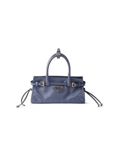 Prada Women's Bonnie Leather Mini Top Handle Bag - Blue | Thumbnail 1