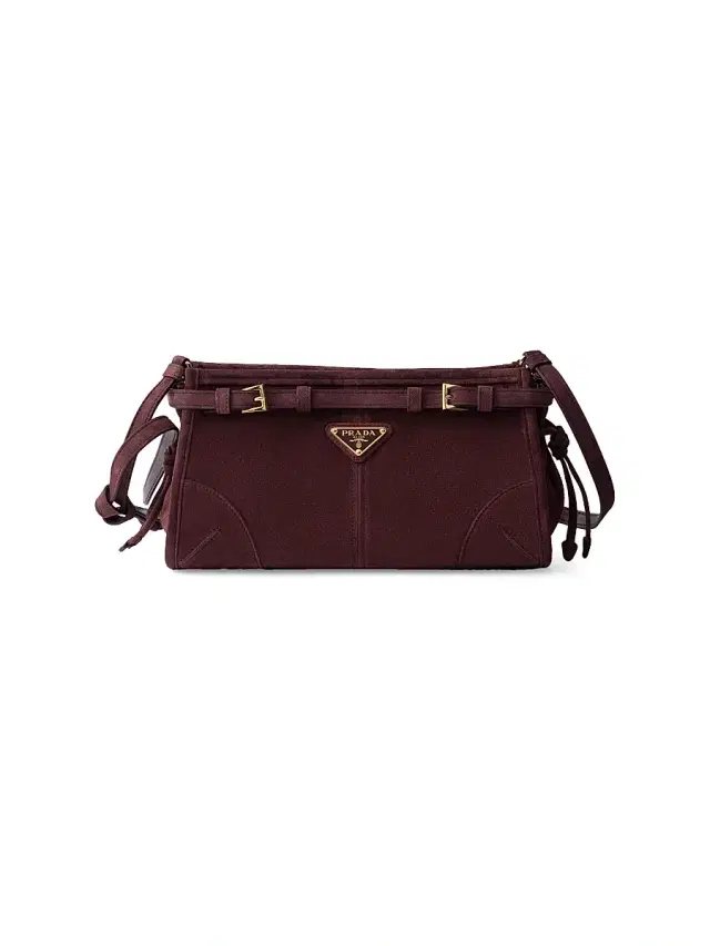 Prada Women's Bonnie  Suede Shoulder Bag - Dark Red