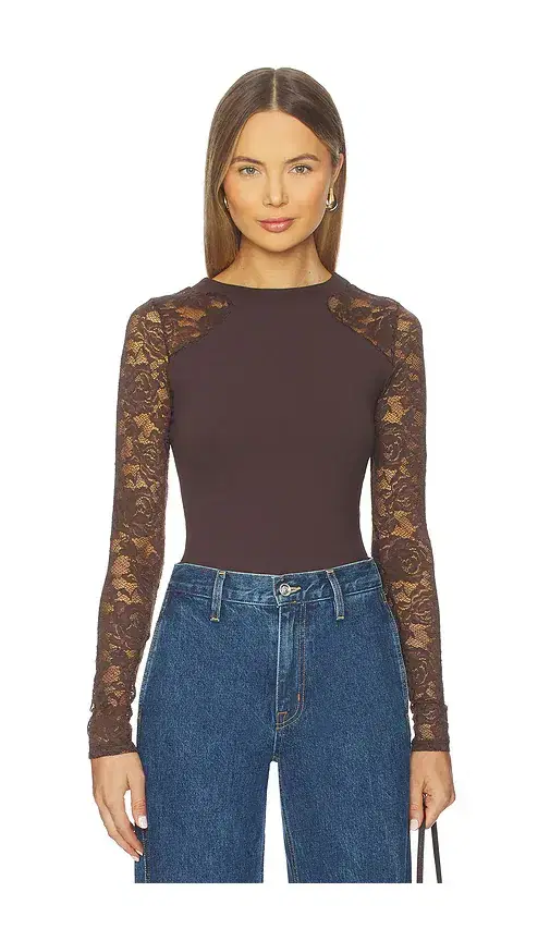 Free People x Intimately FP No Excuses Long Sleeve In Hot Fudge