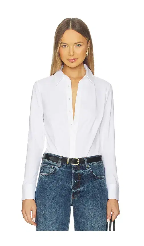 Cotton Stretch Button Down Bodysuit