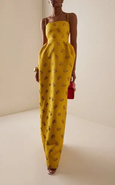 Carolina Herrera Bell-Shaped Carnation Jacquard Gown | Thumbnail 3