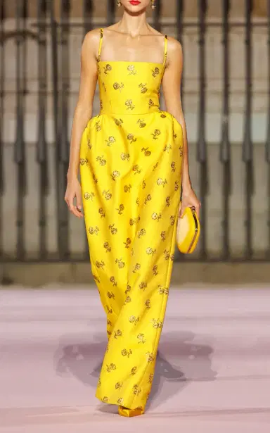 Carolina Herrera Bell-Shaped Carnation Jacquard Gown | Thumbnail 5