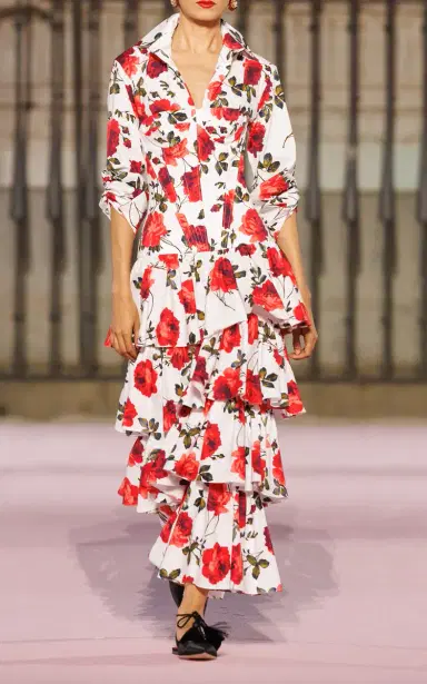 Carolina Herrera Buttoned Stemmed-Rose-Printed Stretch-Cotton Shirt | Thumbnail 2 Carolina Herrera Buttoned Stemmed-Rose-Printed Stretch-Cotton Shirt | Thumbnail 2