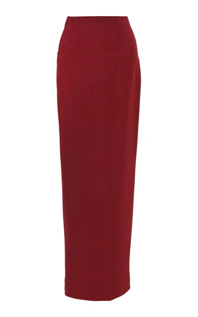 Floor-Length Bi-Stretch Wool Tailored Pencil Skirt
