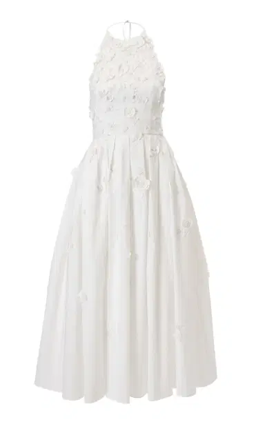 Carolina Herrera Embroidered Cotton Midi Halter Dress | Thumbnail 6 Carolina Herrera Embroidered Cotton Midi Halter Dress | Thumbnail 6