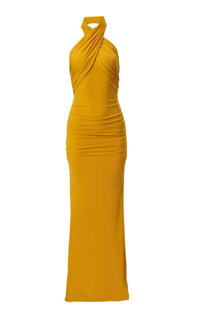 Carolina Herrera Ruched Jersey Halter Gown