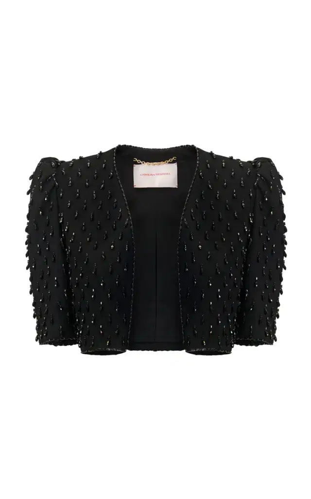 Carolina Herrera Embellished Bi-Stretch Wool Tailored Jacket