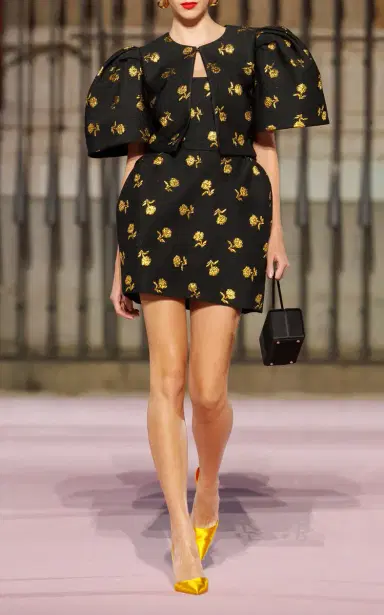 Carolina Herrera Bell-Shaped Carnation Jacquard Mini Dress | Thumbnail 3