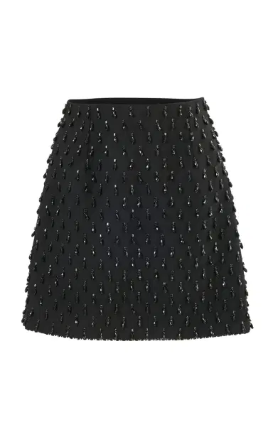 Carolina Herrera Embellished Bi-Stretch Wool Tailored Mini Skirt | Thumbnail 1