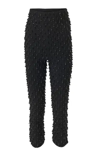 Carolina Herrera Embellished Bi-Stretch Wool Tailored Skinny Pants - Black | Thumbnail 1