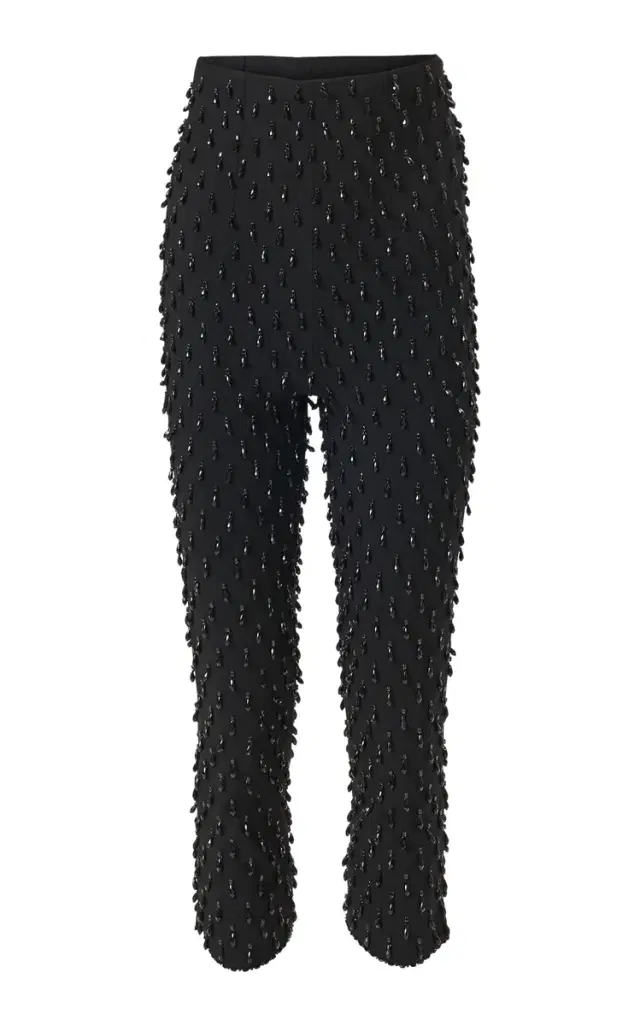 Embellished Bi-Stretch Wool Tailored Skinny Pants - Black