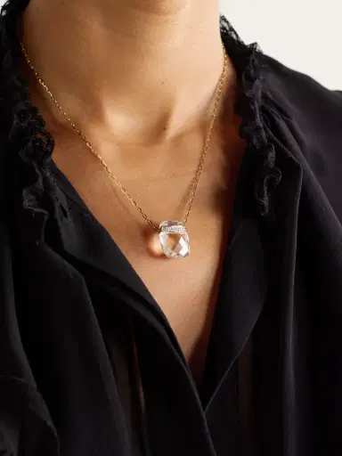 JIA JIA 14-karat Gold, Quartz And Diamond Necklace | Thumbnail 2