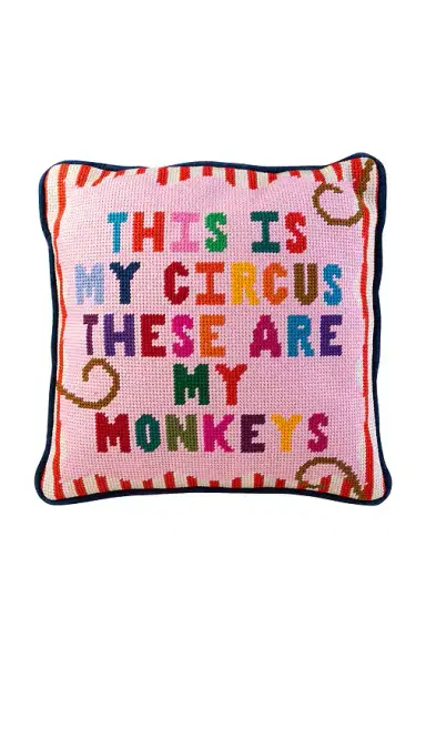 Furbish Studio My Circus Needlepoint Pillow | Thumbnail 1 Furbish Studio My Circus Needlepoint Pillow | Thumbnail 1
