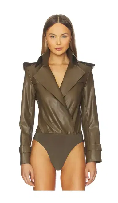 Norma Kamali Double Breasted Trench Bodysuit | Thumbnail 2
