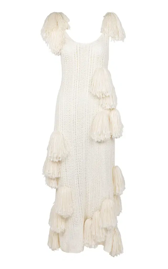 Pom Pom Silk Maxi Dress