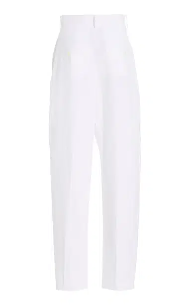 Michael Kors Collection Pleated Sand washed-Linen Suiting Straight-Leg Pants - White | Thumbnail 3