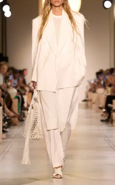 Michael Kors Collection Pleated Sand washed-Linen Suiting Straight-Leg Pants - White | Thumbnail 4