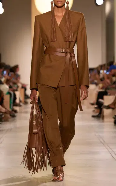 Michael Kors Collection Belted Silk-Canvas Blazer | Thumbnail 2