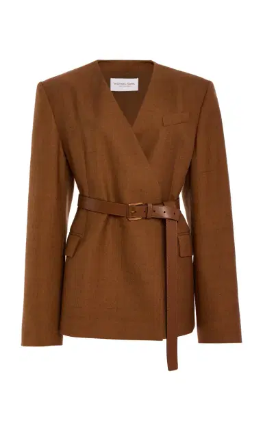 Michael Kors Collection Belted Silk-Canvas Blazer | Thumbnail 1