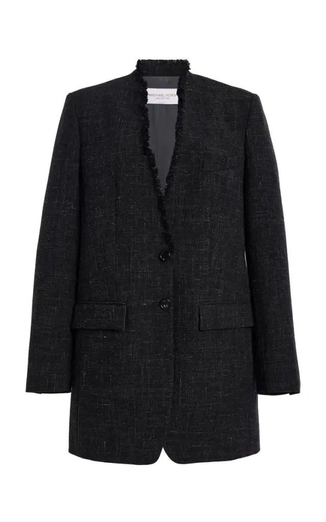 Michael Kors Collection Frayed Wool-Linen Blazer