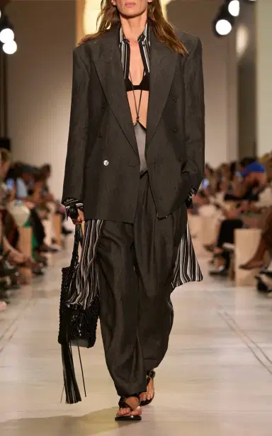 Michael Kors Collection Oversized Striped Crepe de Chine Midi Shirt Dress | Thumbnail 2