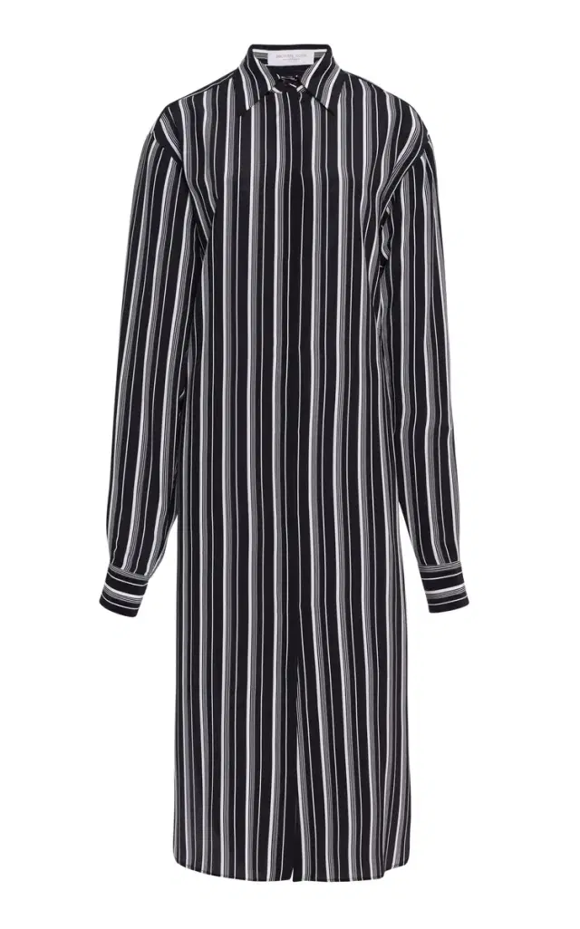Michael Kors Collection Oversized Striped Crepe de Chine Midi Shirt Dress