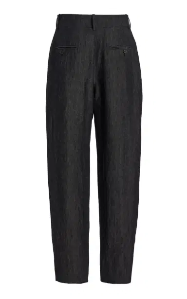 Michael Kors Collection Pleated Sharkskin Linen Barrel Pants - Grey | Thumbnail 3