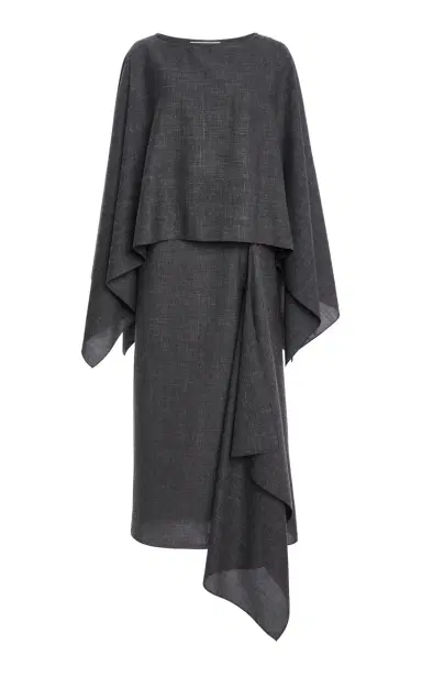 Michael Kors Collection Caftan-Top Wool-Blend Midi Dress | Thumbnail 1