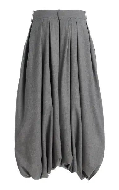 Michael Kors Collection Draped Stretch-Tissue Wool Crepe Culottes - Grey | Thumbnail 5