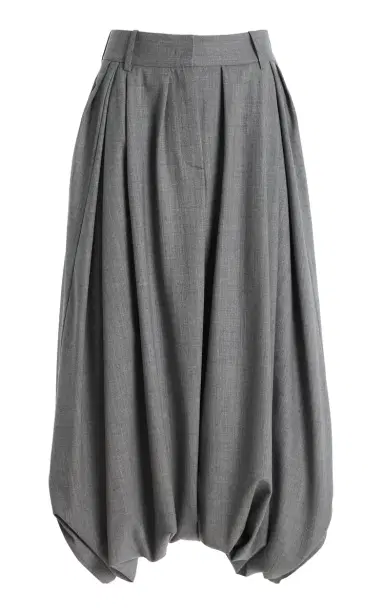 Michael Kors Collection Draped Stretch-Tissue Wool Crepe Culottes - Grey | Thumbnail 1