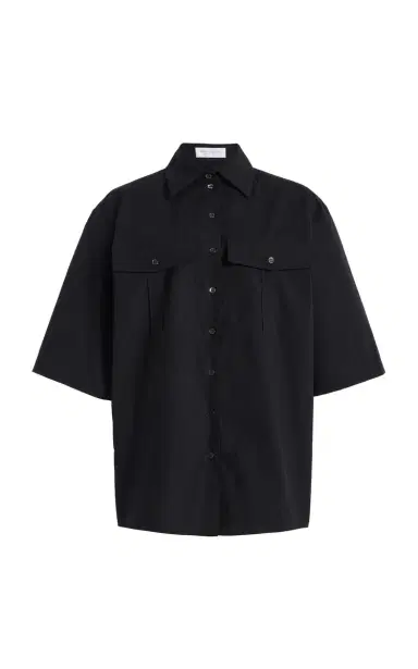 Michael Kors Collection Boxy Washed Cotton-Poplin Camp Shirt | Thumbnail 6