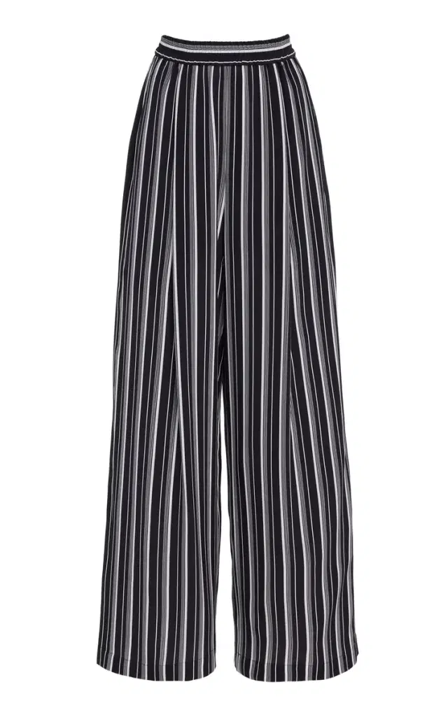 Striped Crepe de Chine Wide-Leg Pants