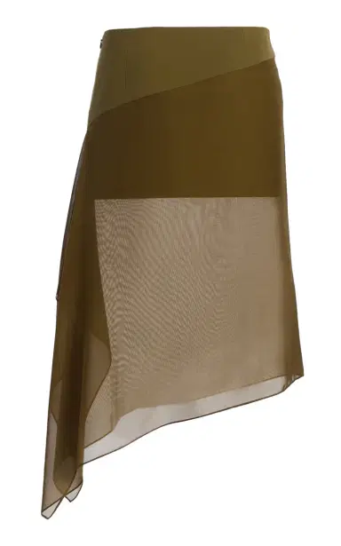 Michael Kors Collection Veiled Stretched Tissue Wool Crepe Midi Skirt | Thumbnail 3