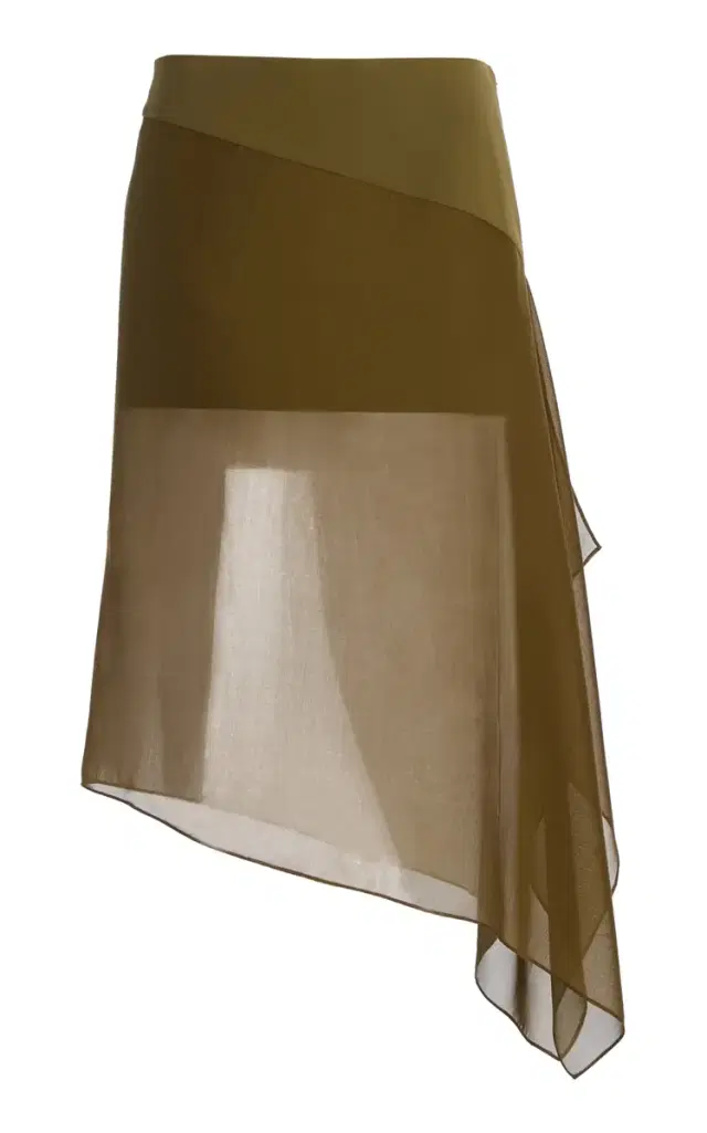 Michael Kors Collection Veiled Stretched Tissue Wool Crepe Midi Skirt