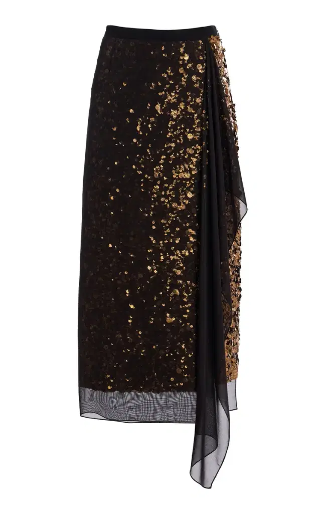 Michael Kors Collection Embellished Silk Georgette Midi Skirt