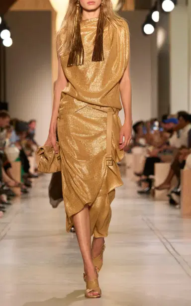 Michael Kors Collection Asymmetric Georgette Lamé Midi Skirt | Thumbnail 2