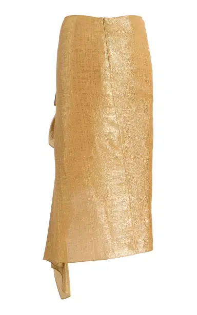 Michael Kors Collection Asymmetric Georgette Lamé Midi Skirt | Thumbnail 3