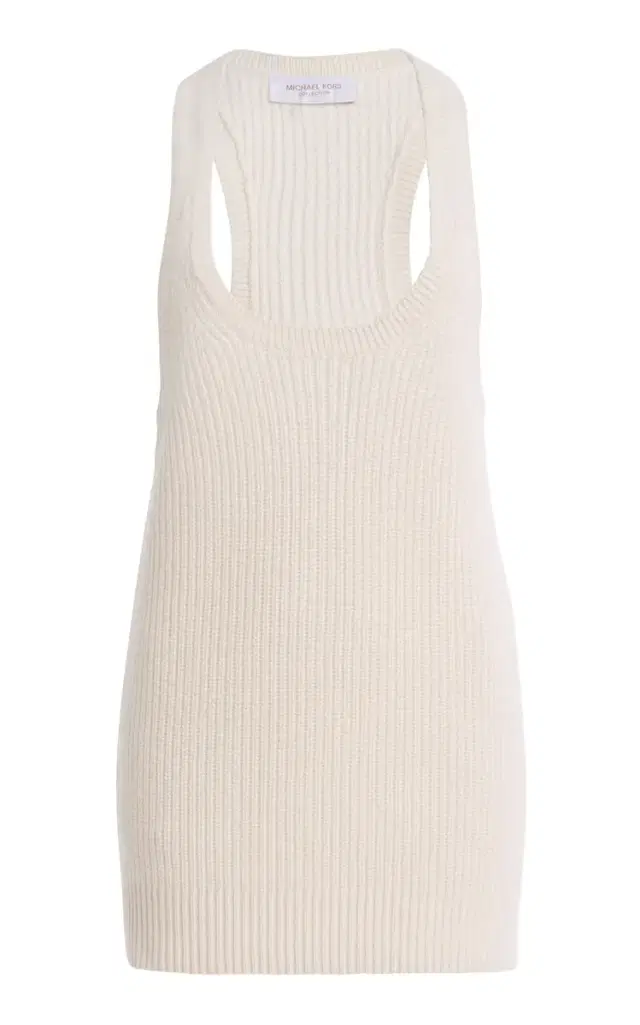 Michael Kors Collection Racer Back Cashmere-Linen Tank Top