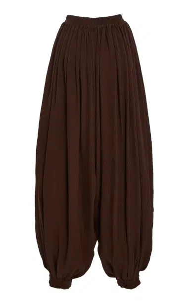 Michael Kors Collection Sarouel Relaxed Silk Seersucker Wide-Leg Pants | Thumbnail 3