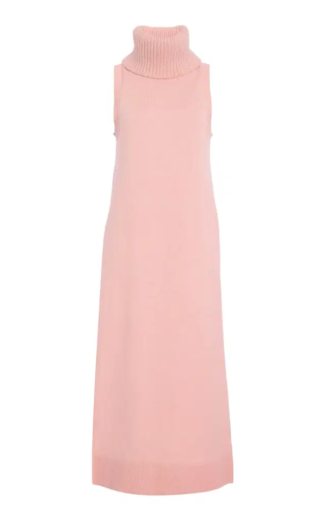 Cowl Neck Cashmere-Linen Tunic Midi Dress